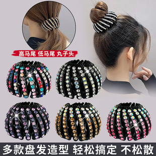 鸟巢盘发器丸子头发圈神器女懒人发夹扎马尾扣后脑勺抓夹头饰伸缩
