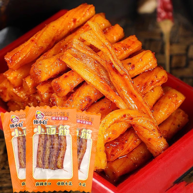 素牛筋小面筋辣条辣片解馋麻辣小零食牛板筋豆筋即食豆干怀旧小吃