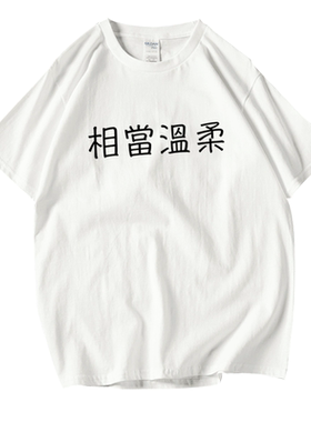 极度暴躁相当温柔 文字T恤短袖港风圆领大码宽松夏季男女情侣定制