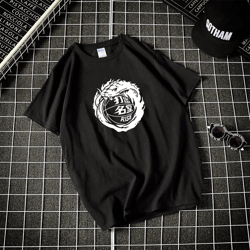 打出名堂篮球训练服t恤衫学生 男士夏季圆领短袖宽松大码运动短袖