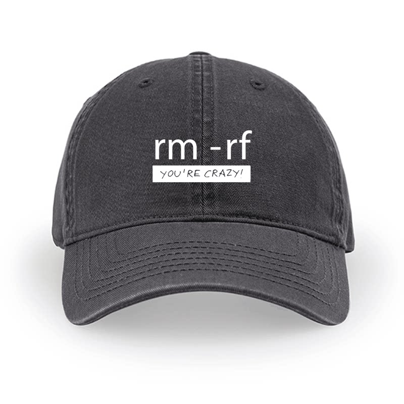 程序员代码rm-rf 极客geek 强制删除简约鸭舌帽遮阳帽户外防晒休
