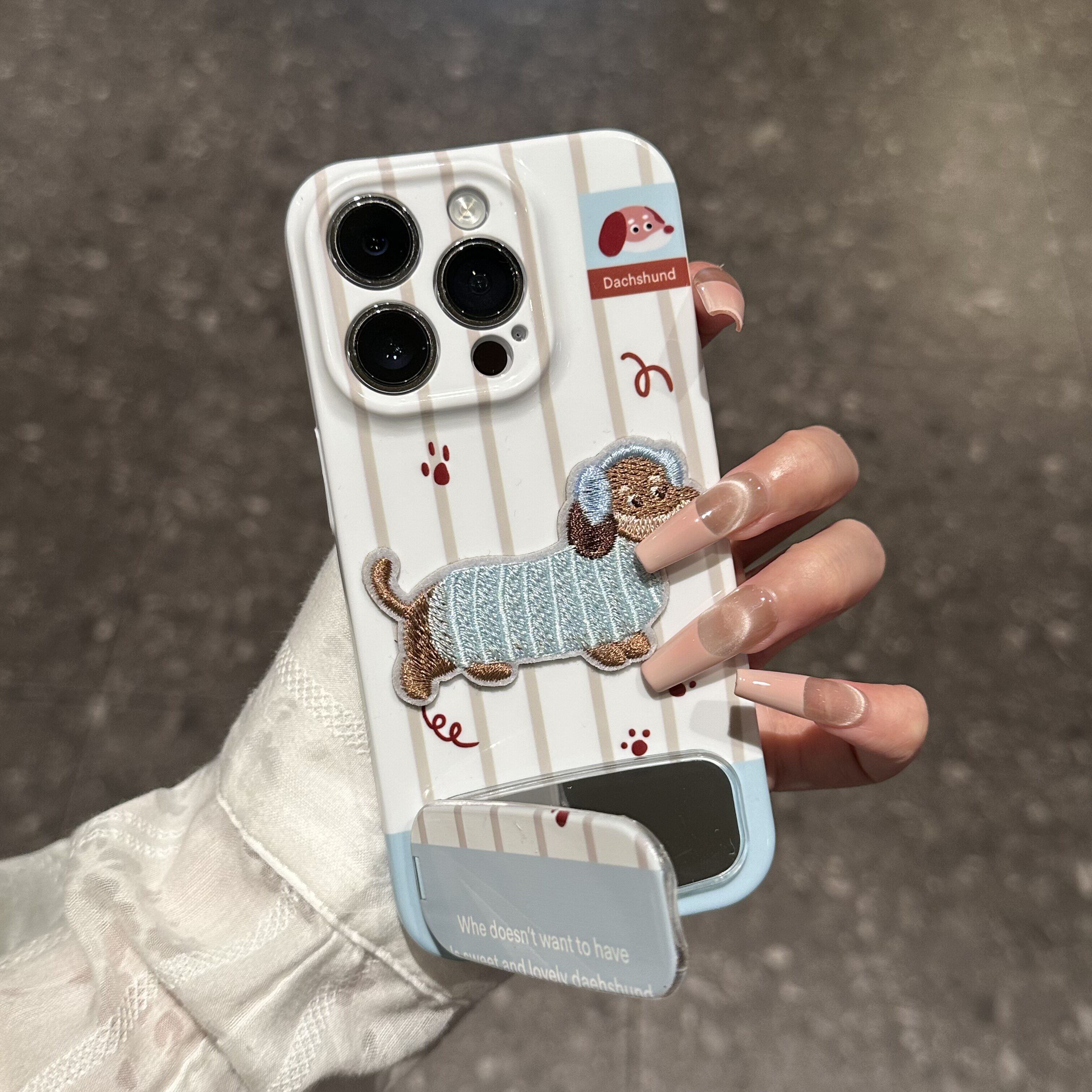 【可爱小狗】新款带镜子iPhone17手机壳适用苹果16ProMax透明15P新14Pro外壳带支架磨砂保护13pm套14Plus