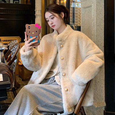短款加厚小香风皮草外套女百搭