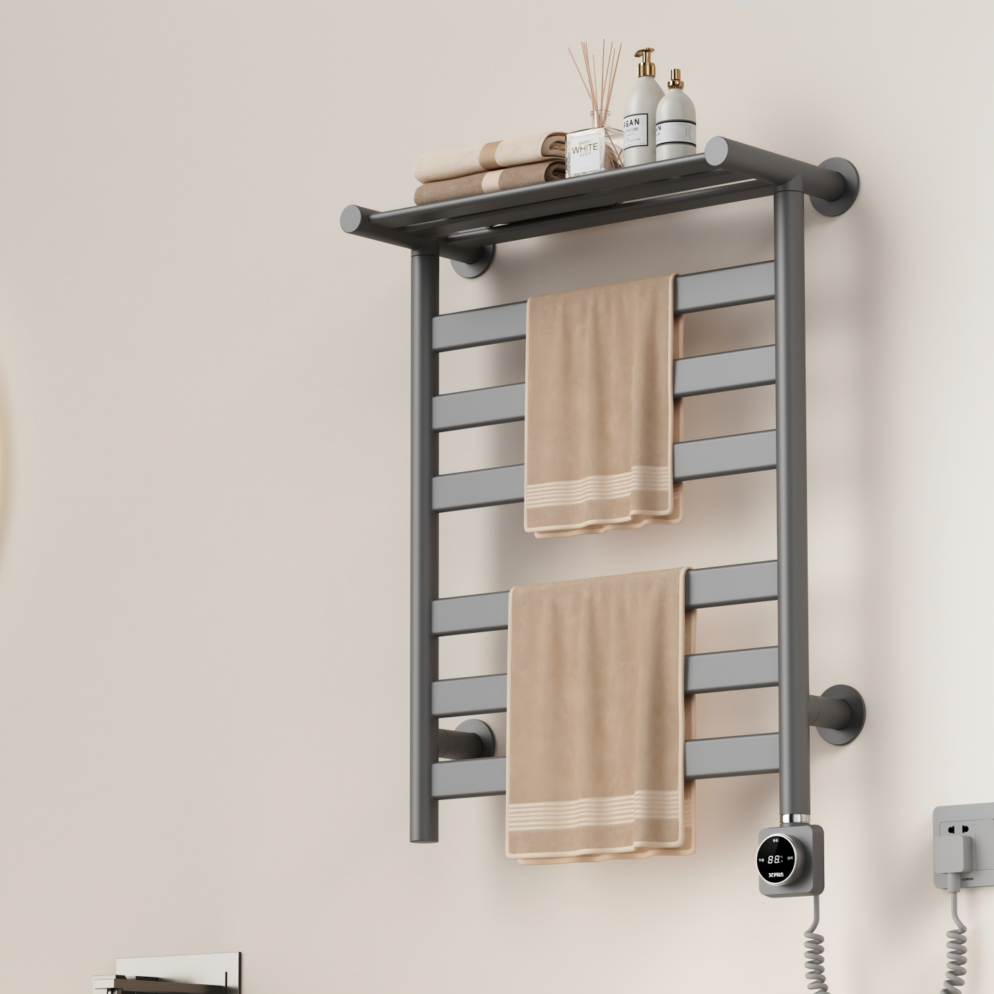 艾芬达智能电热烘干毛巾架免打孔