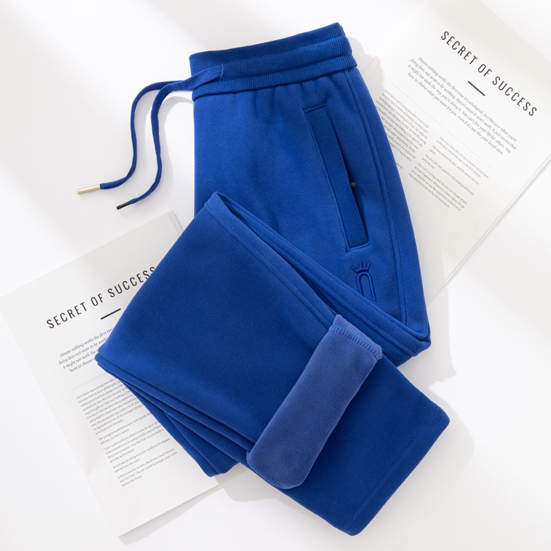 克莱因蓝色运动裤女冬天直筒宽松加绒休闲长裤春秋季高腰大码卫裤,女装/女士精品,休闲裤,淘宝优惠券,粉丝福利购,淘宝优惠卷