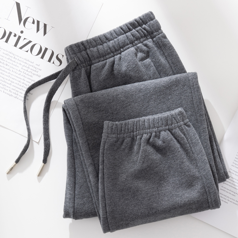 不一样的质感！深灰色运动裤女秋冬加绒束脚宽松松紧高腰休闲卫裤,女装/女士精品,休闲裤,淘宝优惠券,粉丝福利购,淘宝优惠卷