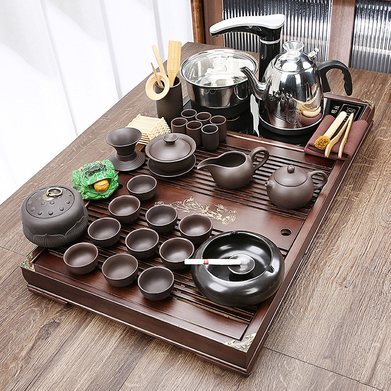 70cm长实木茶盘紫砂功夫茶具套装家用茶盘一体整套全自动客厅阳台