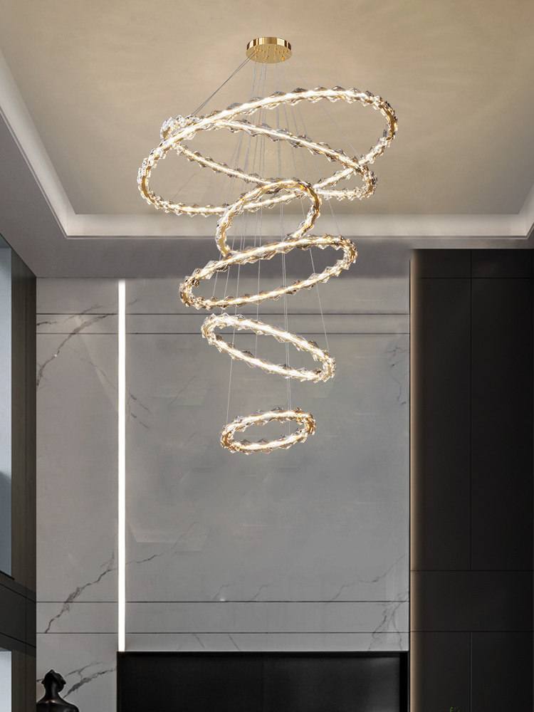 客厅主灯楼中楼中空楼梯长吊灯现代轻奢挑空复式楼别墅挑高大吊灯