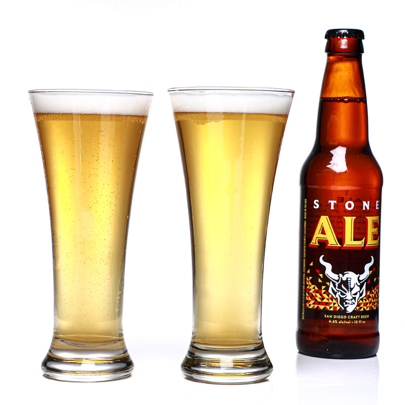 皮尔森啤酒杯喇叭杯精酿啤酒杯家用无铅玻璃杯网红小蛮腰杯