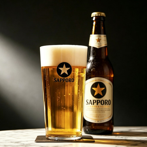 日本SAPPORO超博星牌黑标啤酒杯