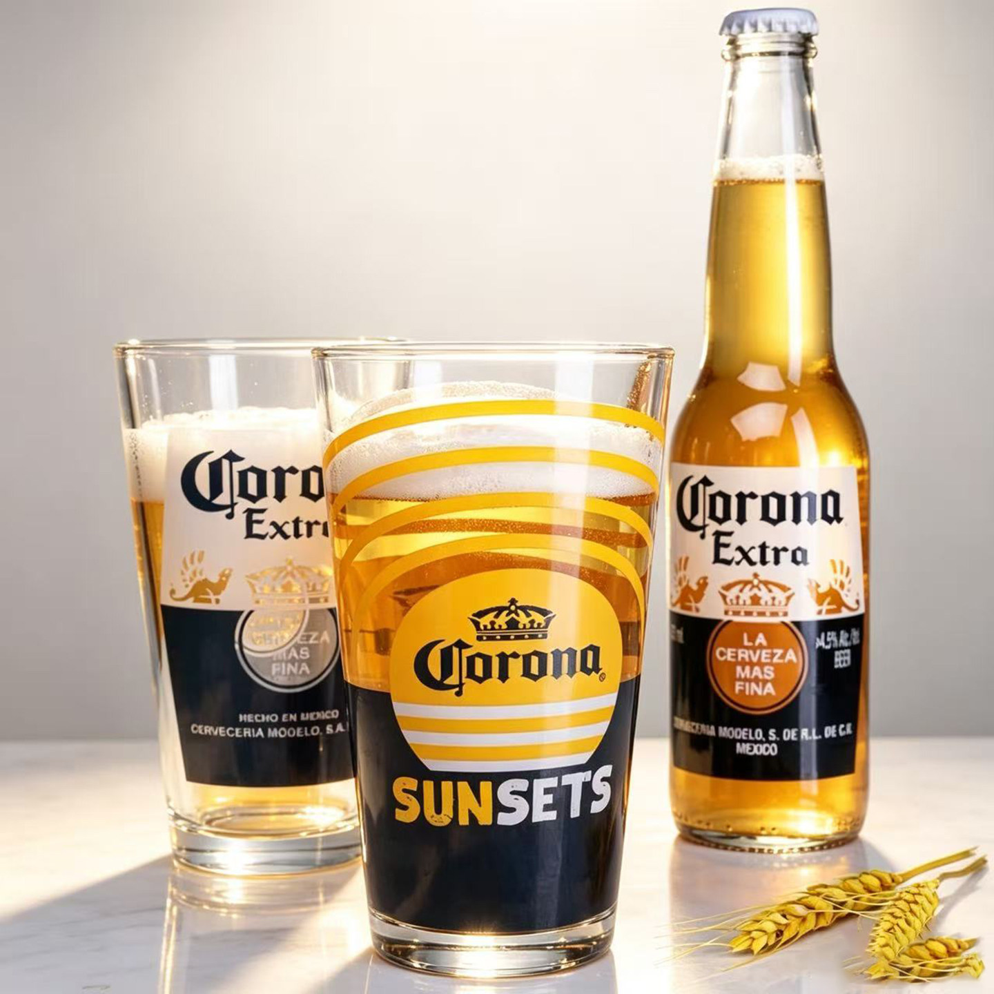 科罗娜啤酒杯进口CORONA专用杯加厚玻璃杯精酿品脱杯包邮logo定制