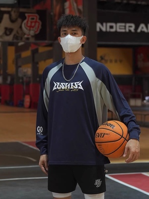 拼色长袖投篮服百搭美式运动