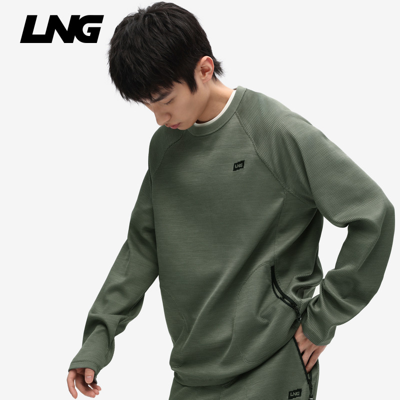 LNG25春夏新品男女同款户外徒步吸湿速干圆领宽松口袋卫衣