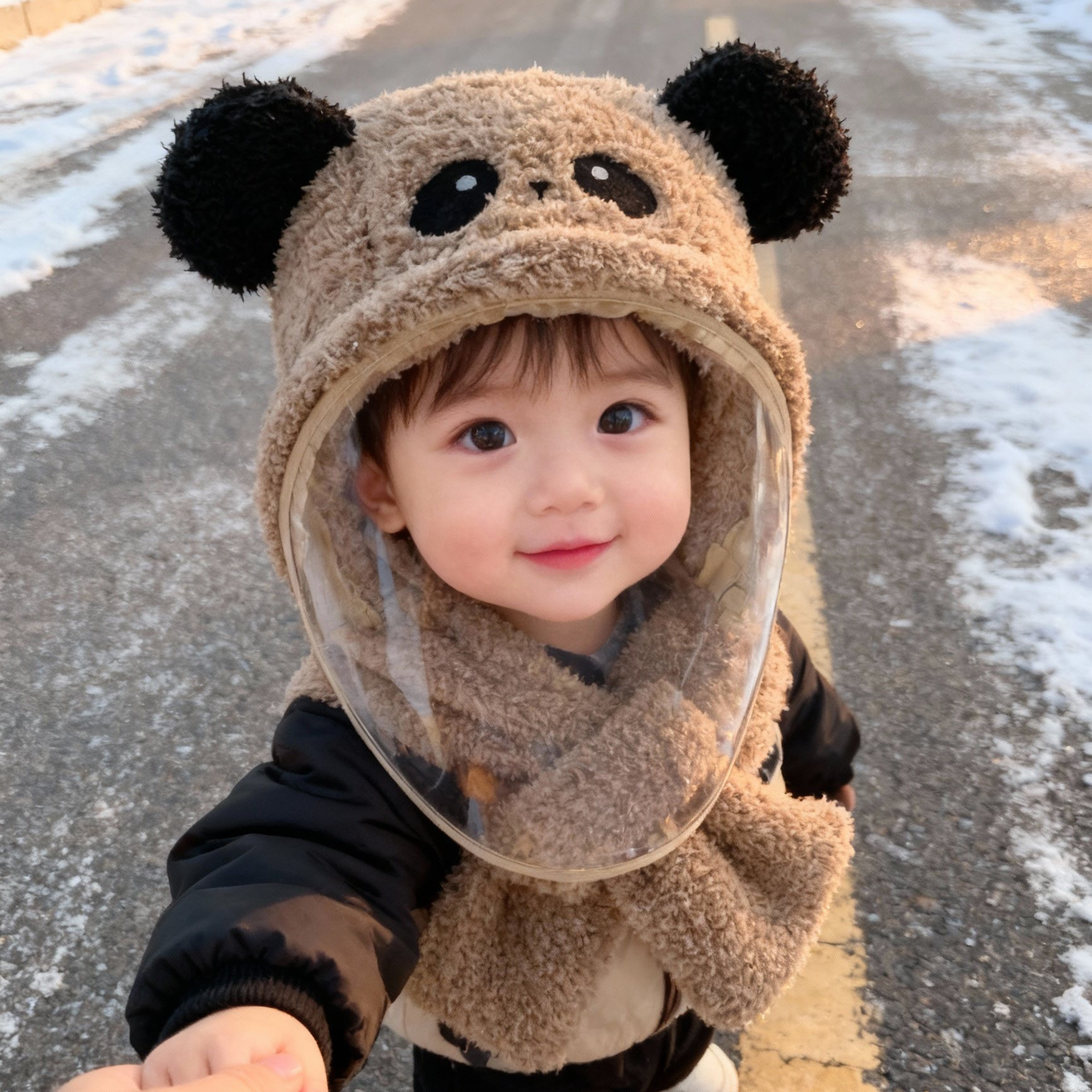 防飞沫面罩婴儿保暖护耳帽冬季