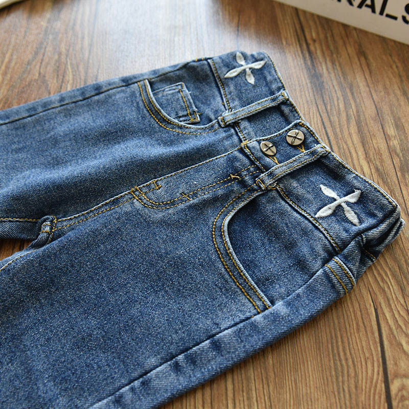 女童修身牛仔裤中大童百搭休闲裤春秋季童装新款女孩韩版弹力裤子
