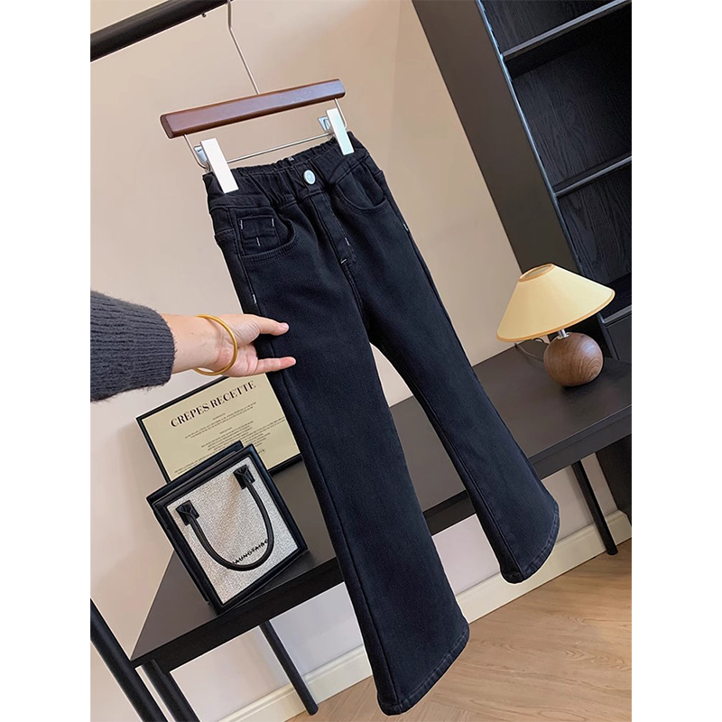 女童百搭修身牛仔喇叭裤