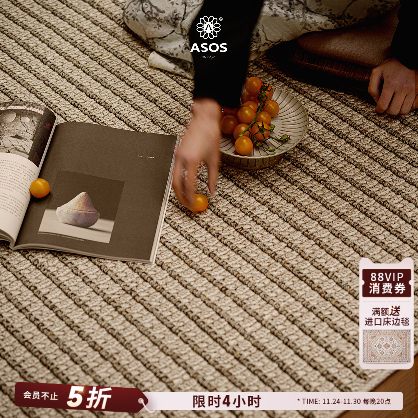 【独家授权可水洗薄地毯】ASOS原装进口日式原木风室内外通用地毯