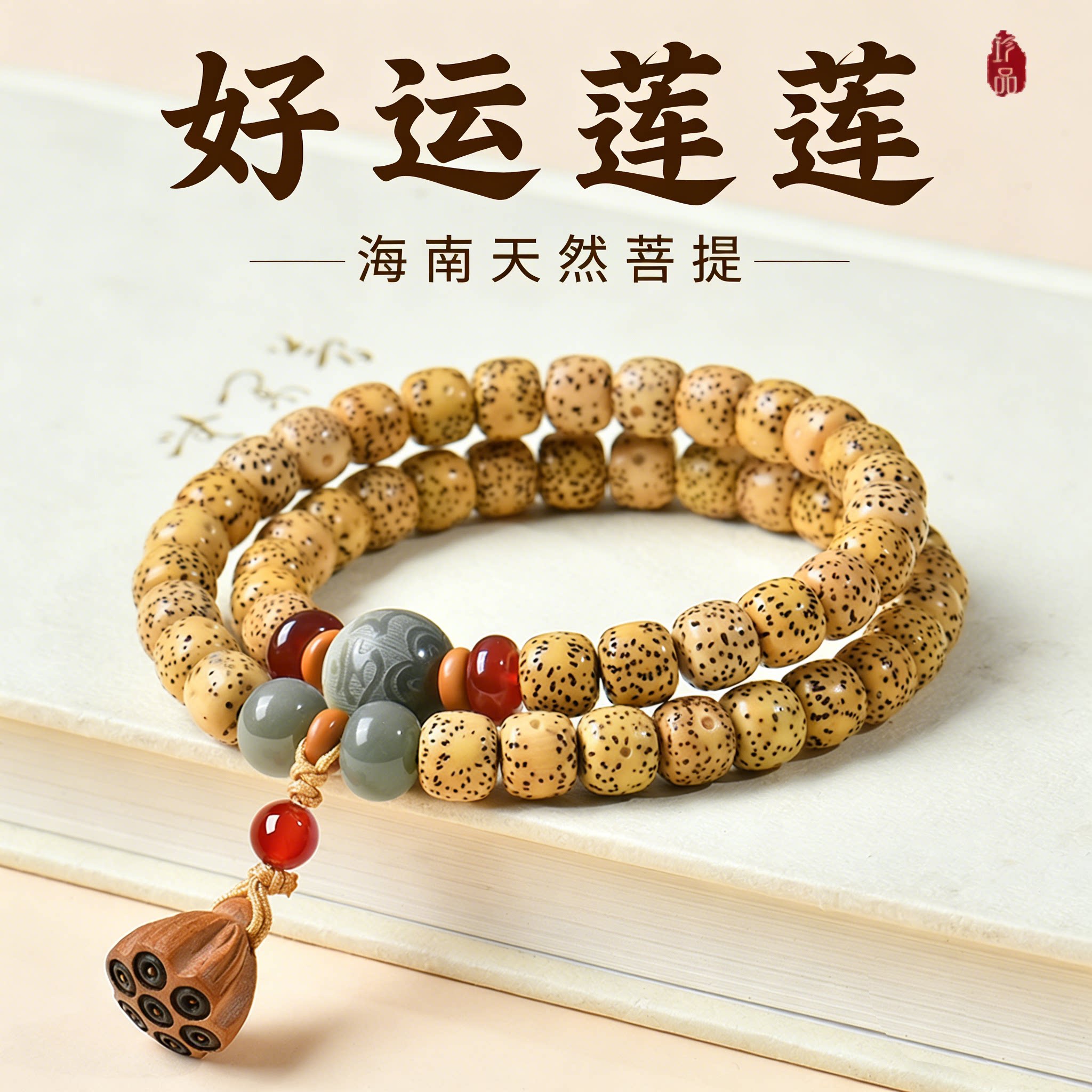 普陀山情绪稳定星月菩提手串女天然菩提子佛珠双圈手链送妈妈礼物