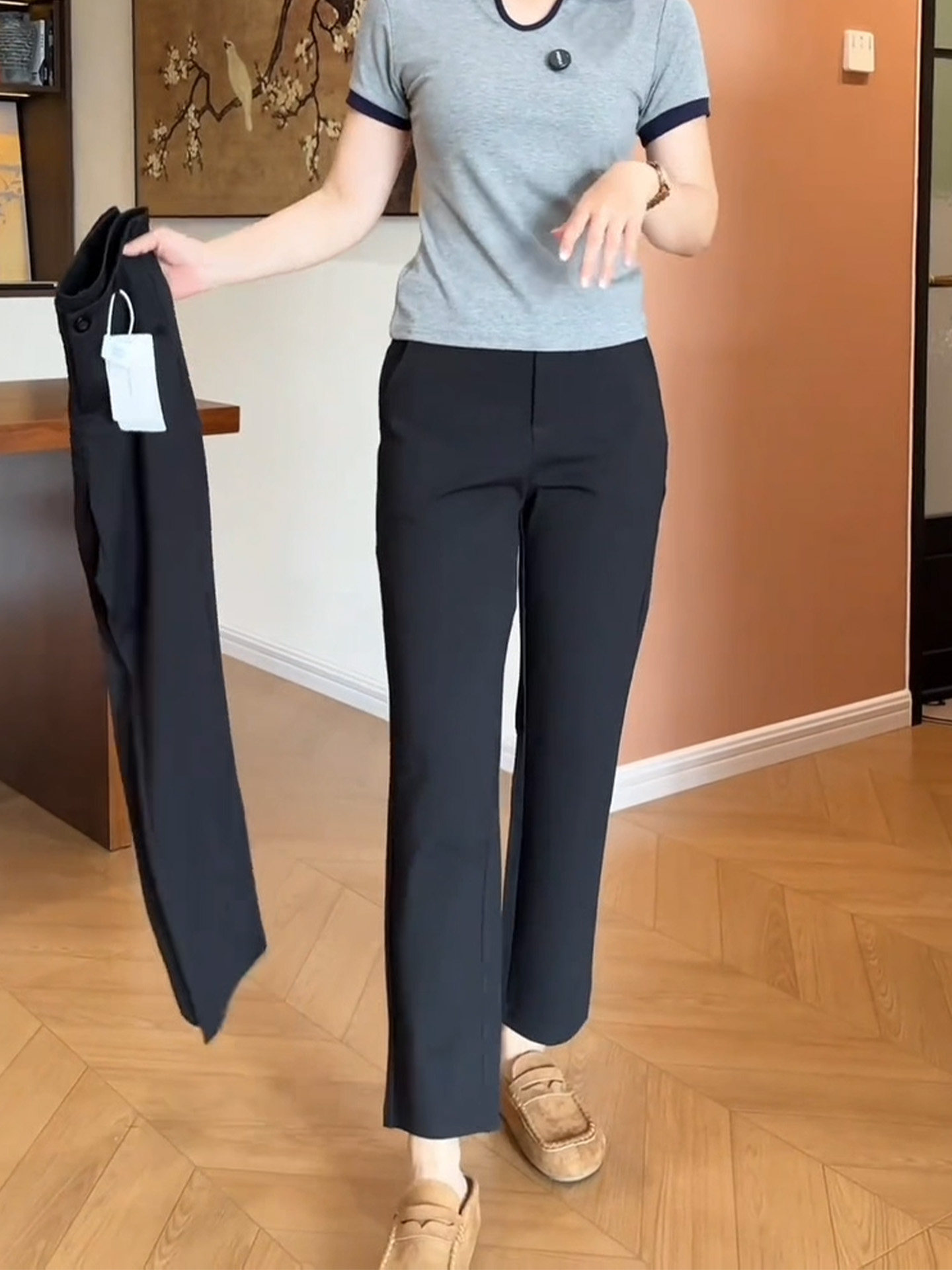 黑色加绒烟管西装裤女2025秋冬新款高腰显瘦直筒职业九分哈伦裤子,女装/女士精品,大码裤装,淘宝优惠券,粉丝福利购,淘宝优惠卷