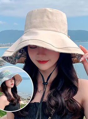 双面可戴可折叠大檐防晒遮阳帽女
