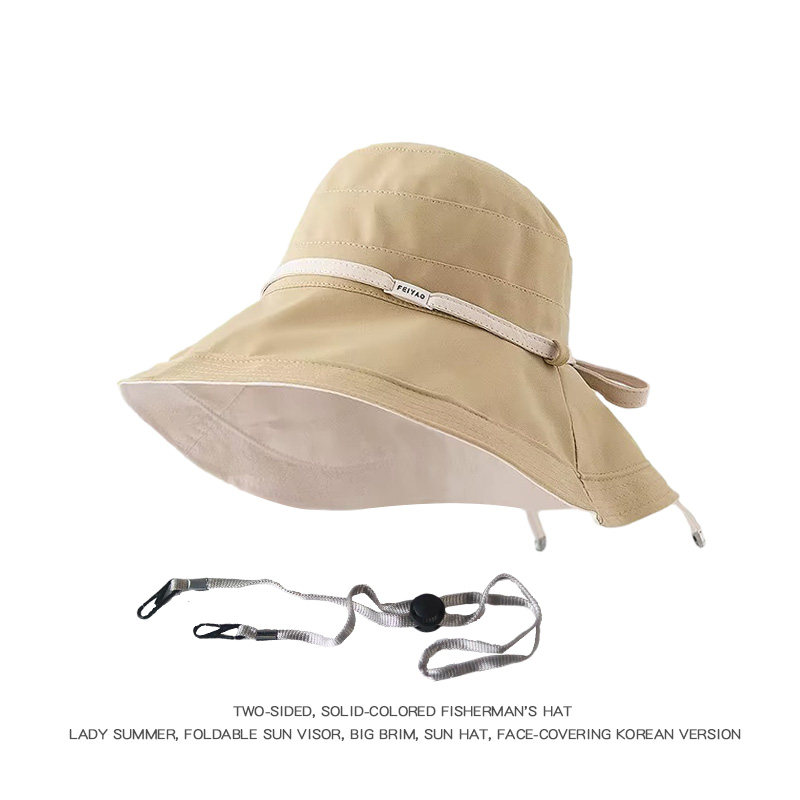 帽子女防晒遮阳帽大帽檐遮脸太阳帽双面可戴大头围中老年渔夫帽女
