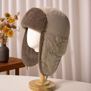 帽子女2025新款冬季加厚加绒护耳保暖雷锋帽女款防寒电动车防风帽
