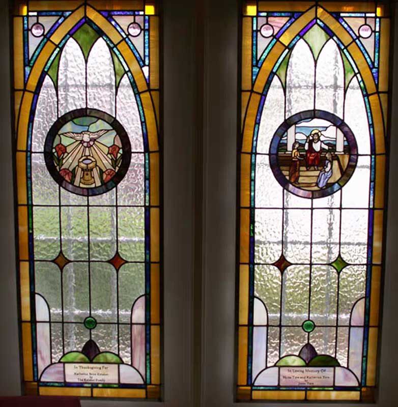 教堂艺术玻璃老上海彩色蒂凡尼屏风门窗玄关隔断镶嵌装饰透光包邮