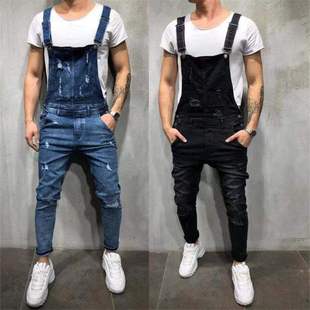 吊带牛仔裤 casual suspender 2023 trousers潮流男士 jeans men