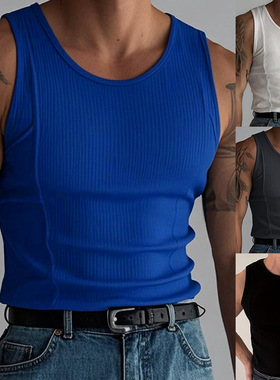 Summer Knitted Fitness Sports Leisure Slim Fit Tank Top Men