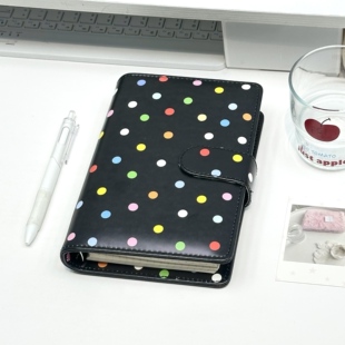 彩色波点A6皮面笔记本高颜值学生可拆卸活页本2026新款 记事本本子