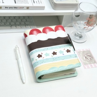 薄巧草莓蛋糕A6皮面笔记本高颜值女生可拆卸活页本新款 记事本本子