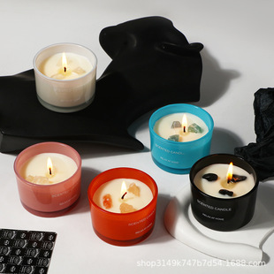 创意晶石香薰玻璃杯蜡烛酒店SPA婚庆伴手礼水晶石香芬精油大豆蜡