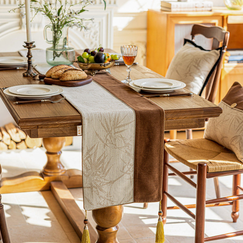 设计师款诧寂风竹影桌旗款式百搭