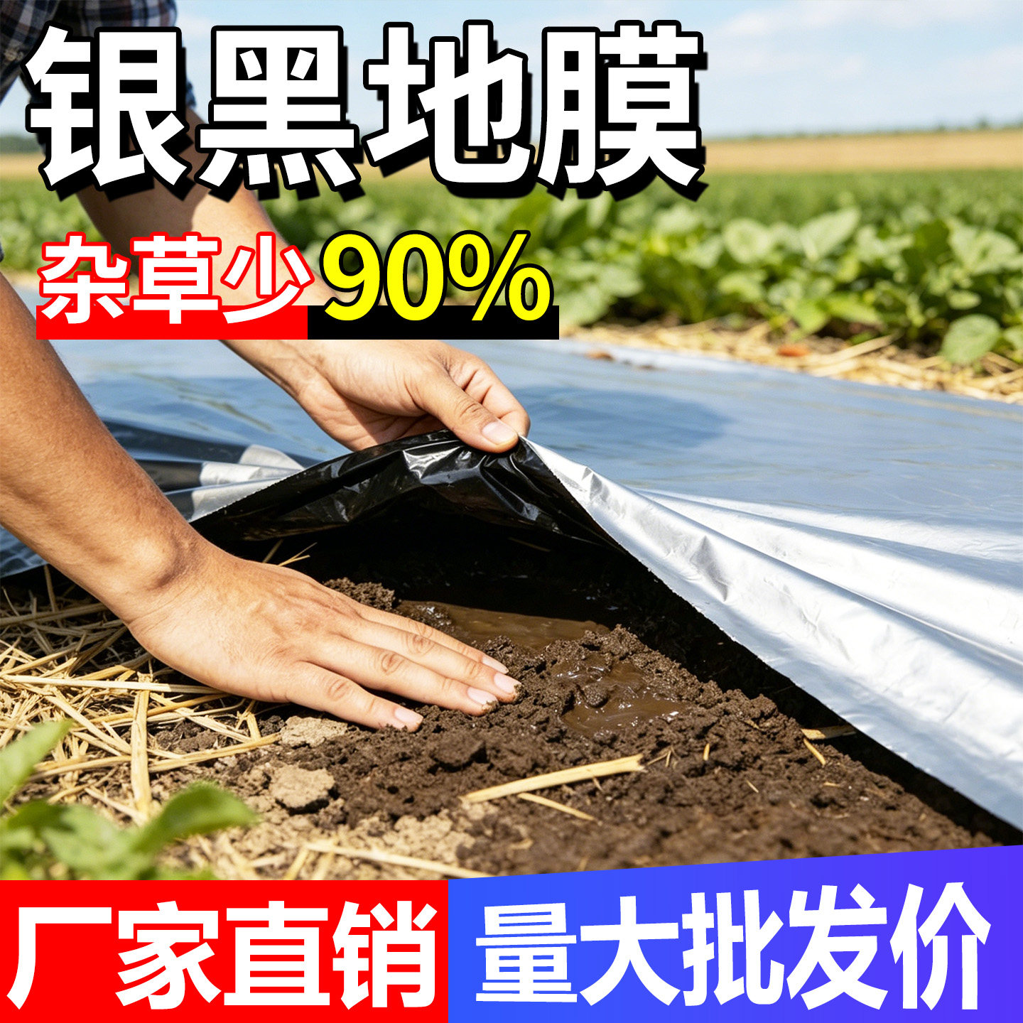 银黑地膜银加厚防虫反光地膜覆盖除草保温地膜薄膜农用黑双色地膜