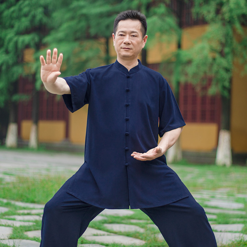 太极服男款2026新款夏季短袖太极拳八段锦练功服新中式武术服装图片