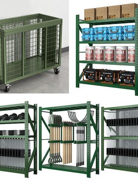 武装部货架军绿色移动货架铁锹铁镐农具盾牌摆放架应急物资货架