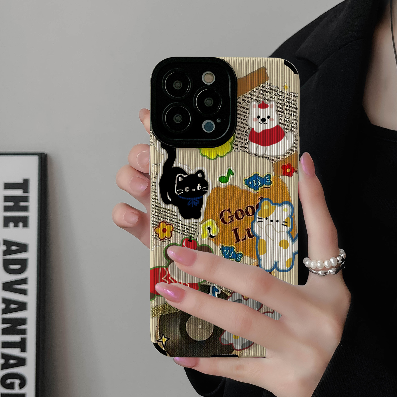 初绽适用红米NOTE14proplus手机壳12时尚10青春9情侣note8pro竖条纹报纸可爱动物小众皮质软全包时尚潮保护套