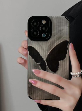初绽适用VIVO暗黑涂鸦黑色蝴蝶X100手机壳x80PRO防摔x90新款防摔全包高级皮质软X70女保护套X60女生X23幻彩版