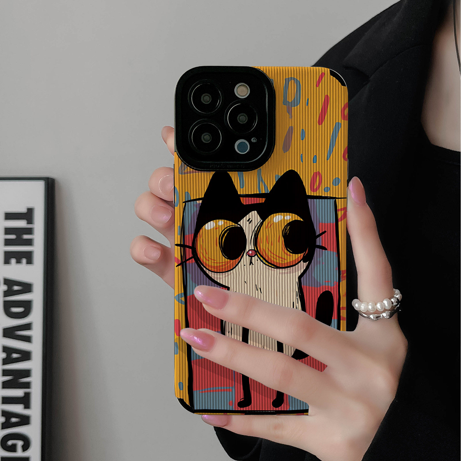 初绽适用苹果16/15ProMax手机壳iPhone14/13/12小众11竖条纹彩色涂鸦猫咪潮高级感防摔17Air全包情侣软保护套