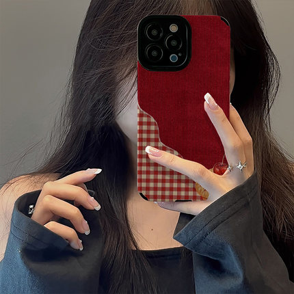 初绽适用opporeno14手机壳13/12/11pro+竖条纹红格纹樱桃派情侣RENO10/9/8/7全包皮质好看新款防摔青春保护套