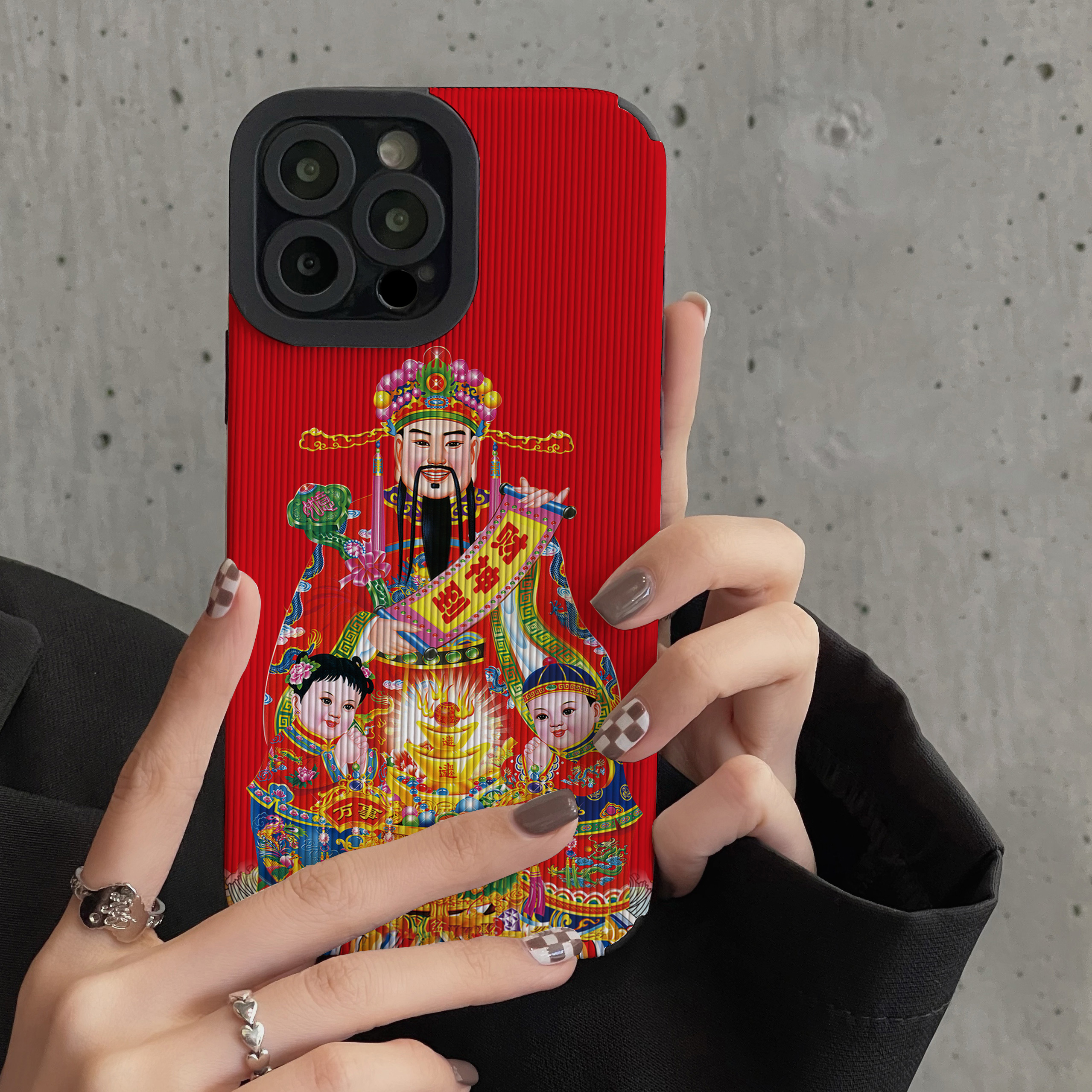 新年款中国红财神爷适用vivo y70s手机壳y71t新款y73s y76s个性74s卡通皮质软y10 20 y30 17女5sy52s保护套男