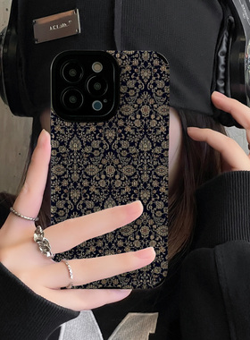 初绽适用红米NOTE14proplus手机壳12时尚10青春9情侣note8pro竖条纹暗黑图腾花纹小众皮质软全包时尚潮保护套