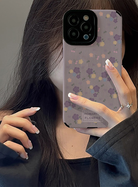 初绽适用华为nova14手机壳13/12/11全包10pro竖条纹浪漫紫色花朵青春情侣15u防摔9/7se高级感皮纹保护套外壳