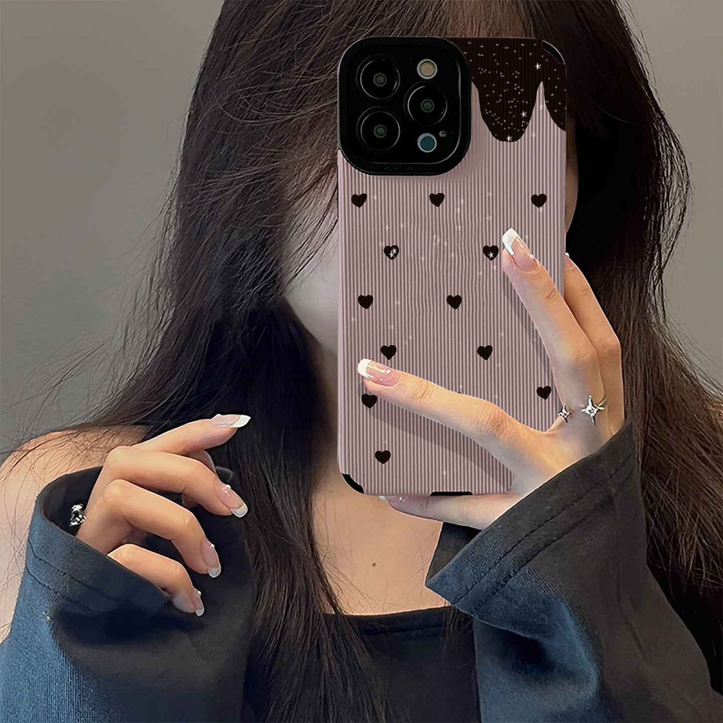 初绽适用红米NOTE15proplus手机壳14时尚12青春11情侣note10pro竖条纹粉色黑小爱心小众皮质软全包高级保护套