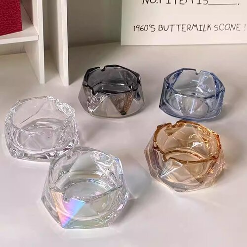 玻璃烟灰缸创意水晶家用客厅办公室轻奢高级感商用酒店烟缸定制