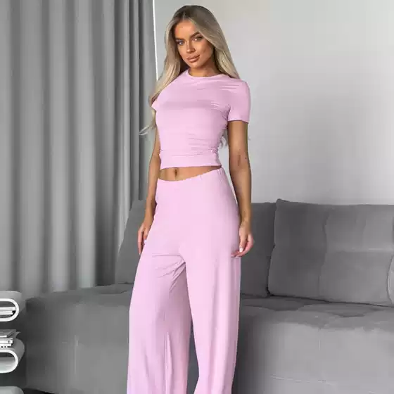 European and American Style New Fashion Casual Short-Sleeved Top and Long Pants Set Loungewear T-Shirt Pants Set