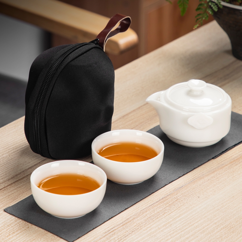 白瓷两杯旅游定制logo功夫茶具