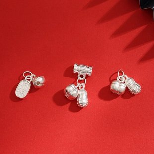 S999足银3D硬银带管好柿花生银配饰手串配件吊坠横穿编织饰品串珠