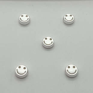 S999纯银笑脸隔珠光面笑脸散珠扁珠纯银配件DIY串珠编绳手链材料