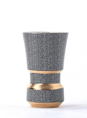 现代新中式轻奢陶瓷灰色花器花瓶三件套摆件样板间室内插花装饰品